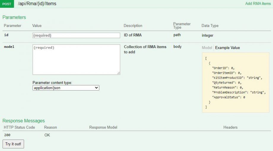 Add Items To RMA - Sellercloud API Docs
