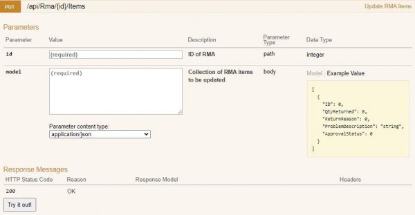 Update RMA Items - Sellercloud API Docs
